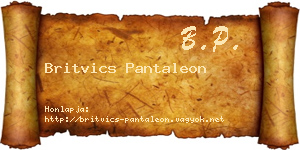 Britvics Pantaleon névjegykártya